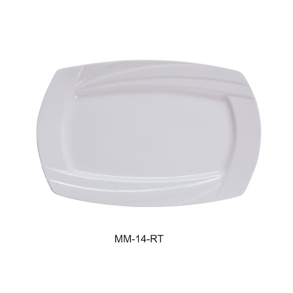 Yanco Porcelain Miami Rectangular Plate, Bone White - 14 x 9 in., 12PK MM-14-RT - main